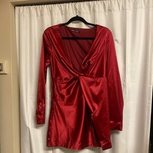 silk red dress